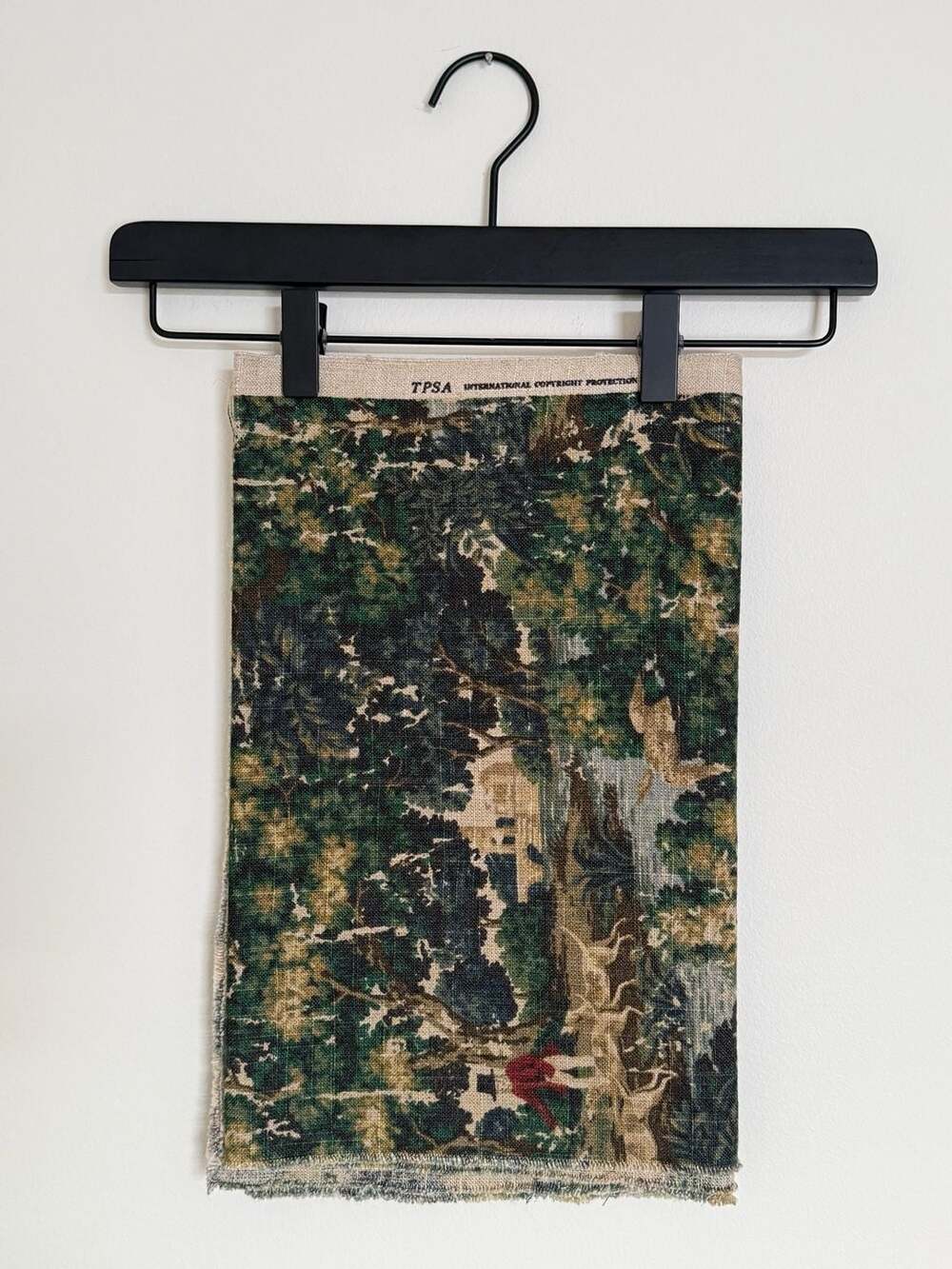 The Chase Forest Green Tapestry Fabric Scrap Strip (2) cotton linen